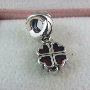 Pandora Fuchsia Four Leaf Clover Charm - Good Luck - St Patrick's Day (H13)